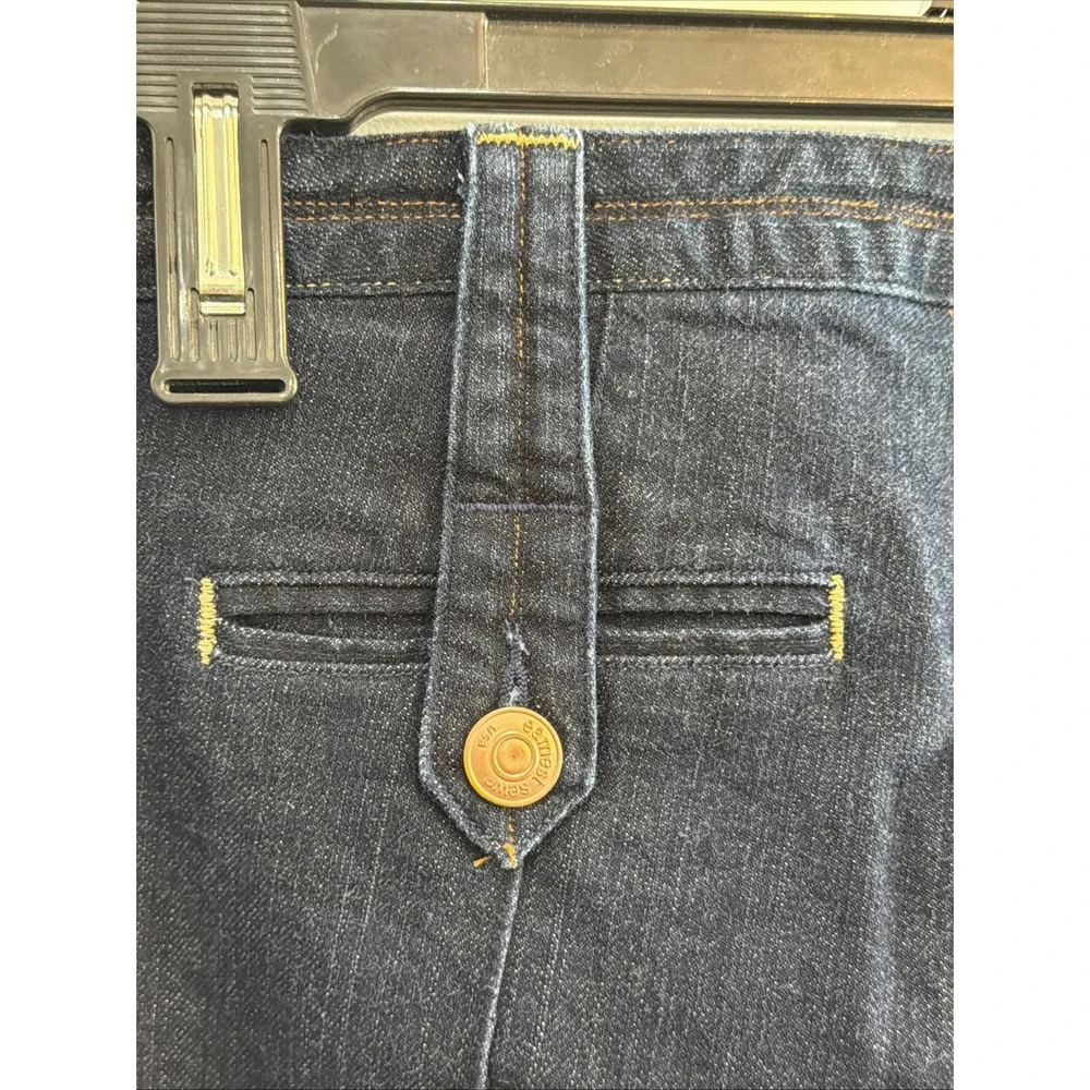 Earnest Sewn Women's Mid Rise Flare Pintuck Leg  Denim Jeans Sz 27 (act 30X34.5)